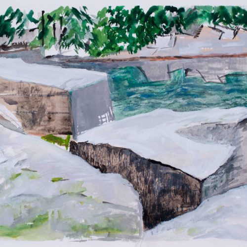 Green Island Quarry, 2017 8.25” x 11.5” Watercolor & mixed media
