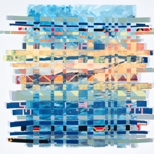 Atlantic Waters, 2022 Silkscreen & Watercolor on paper, cut & woven 14” x 10”