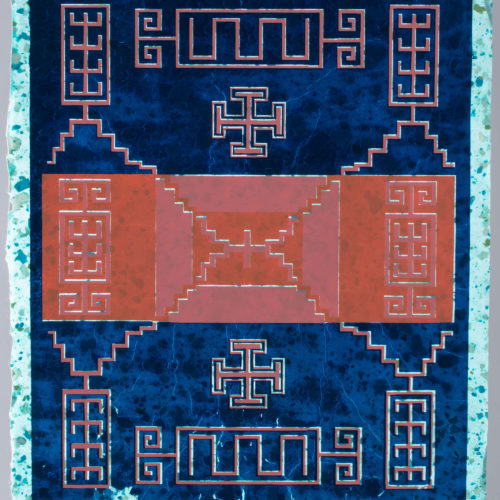 Navajo Indigo Sampler #3, 2021 Silkscreen on marbleized rice paper 18” x 12”
