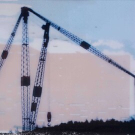 Crotch Island Crane, 2018 Mixed Media with photo on vellum 17” x 21”