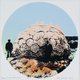 Quarry Project Maine – Dome, 2024 Monoprint with stencil & photo silkscreen 12.25” x 12.25” Archival image courtesy of Deer Isle Granite Museum