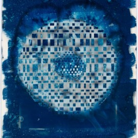 The Cosmos, 2023 Cyanotype cut & woven 21” x 15”
