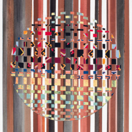 Woven Sampler #3, 2021 Watercolor & silkscreen on paper, cut & woven 22” x 15.5”