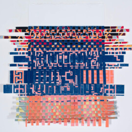Woven Sampler #1, 2021 Silkscreen on paper, cut & woven 11” x 12”